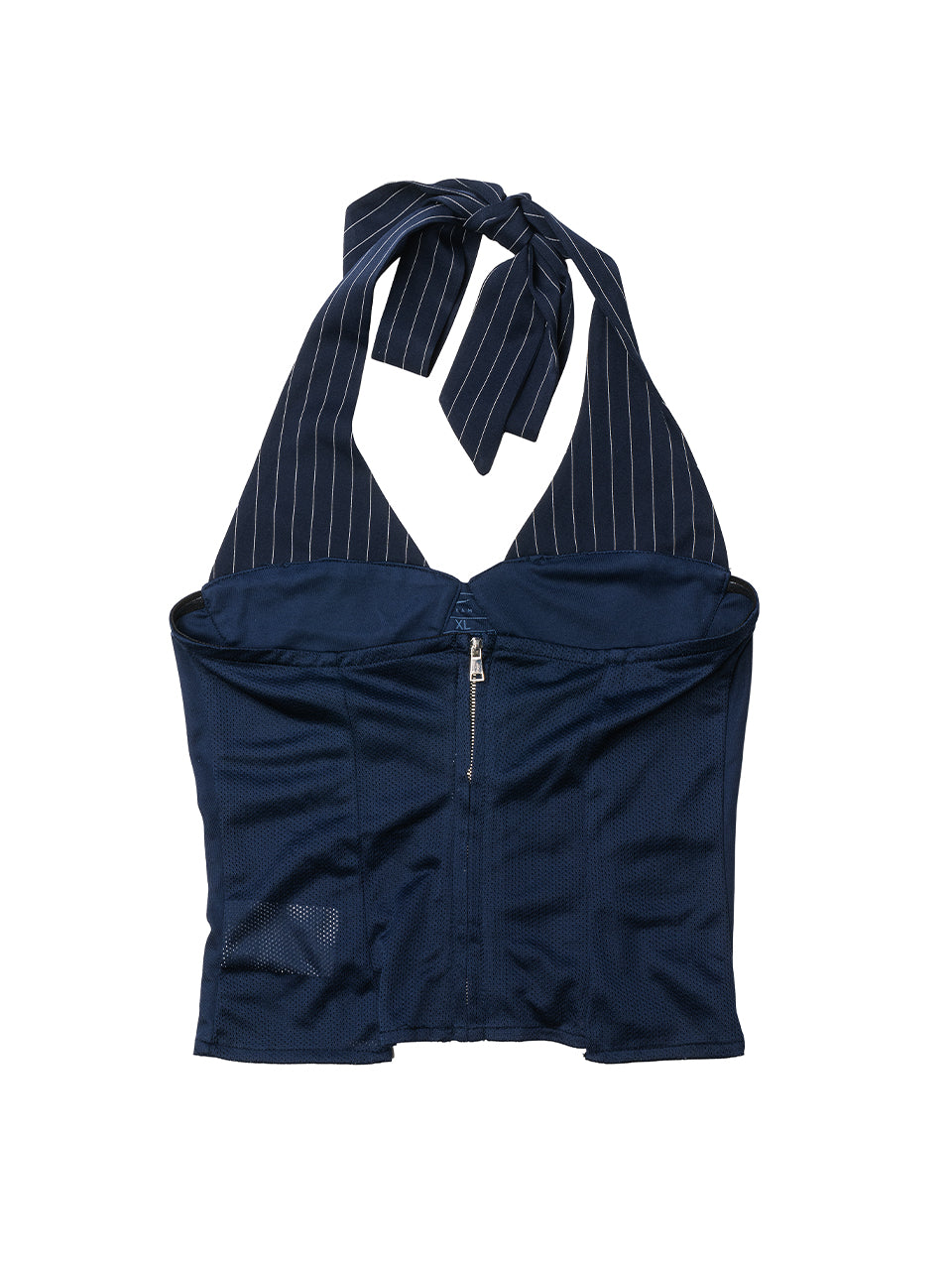 France No.10 Pinstripe Halter Lace-Up Corset Remake Top