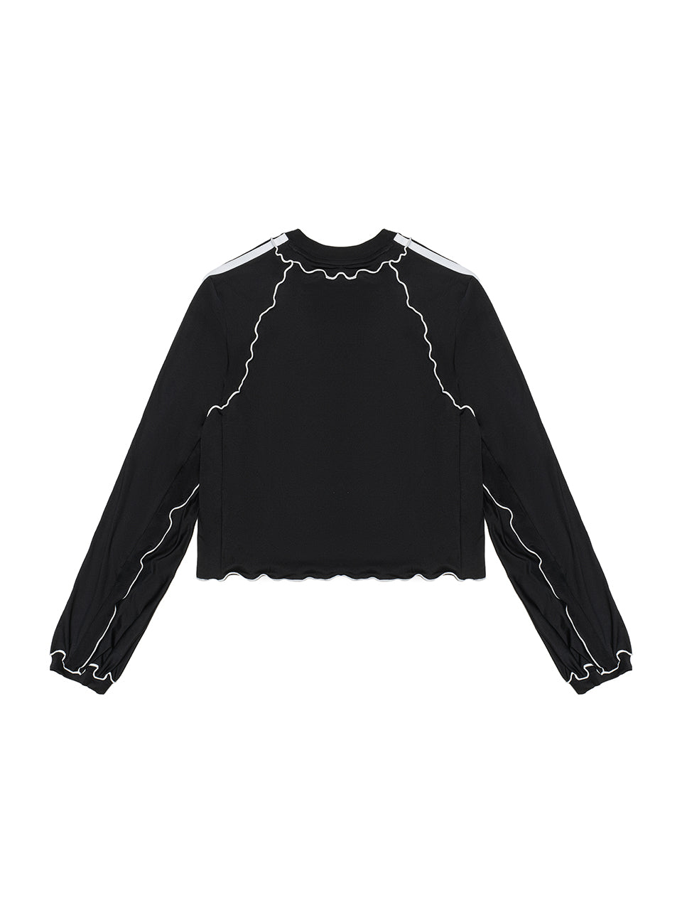 Adidas Multi Satin Bow Wavy Trim Cropped Long Sleeve Top