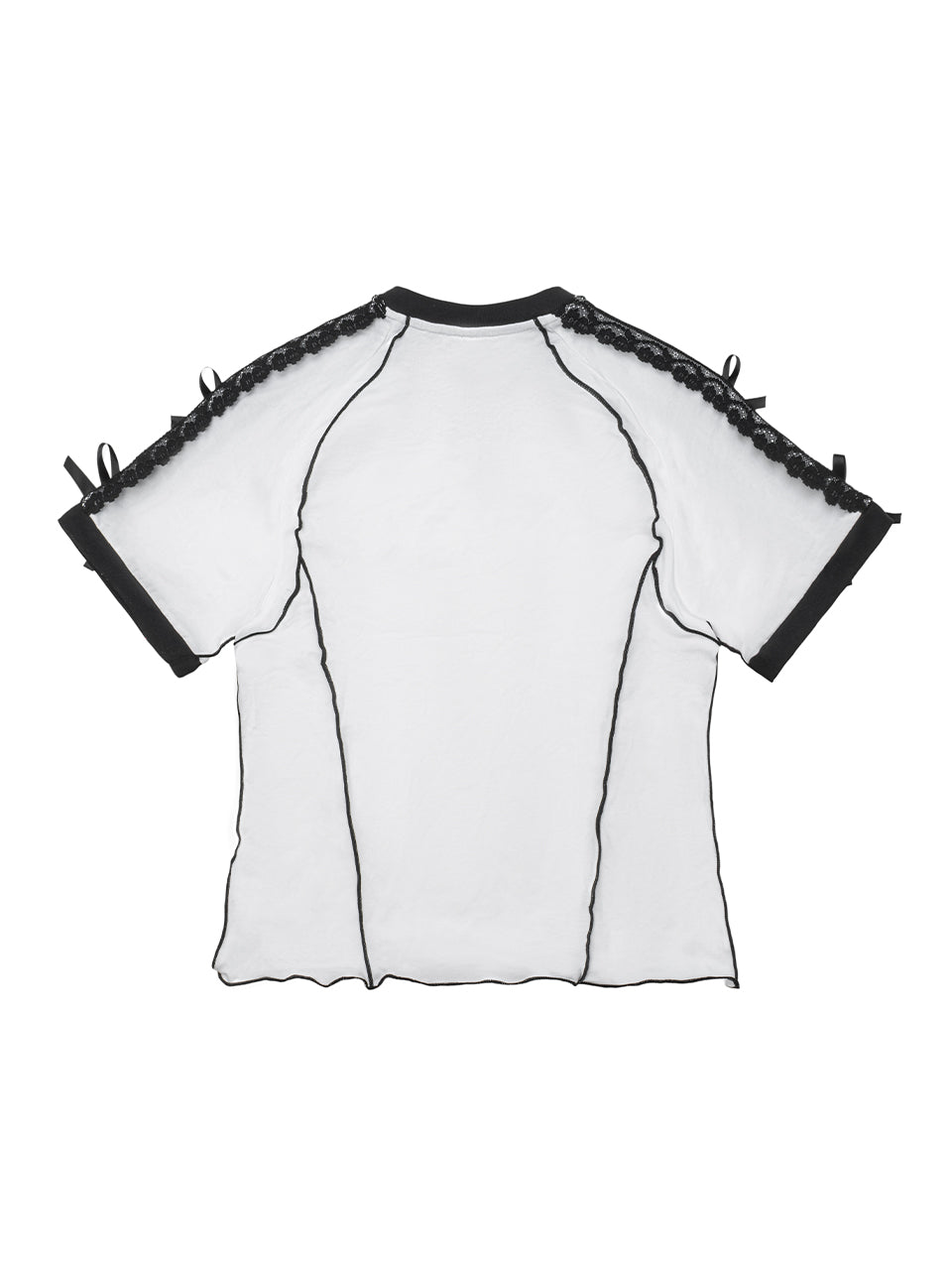 White Adidas Lace & Black Bow Stripe Remake Crop Top