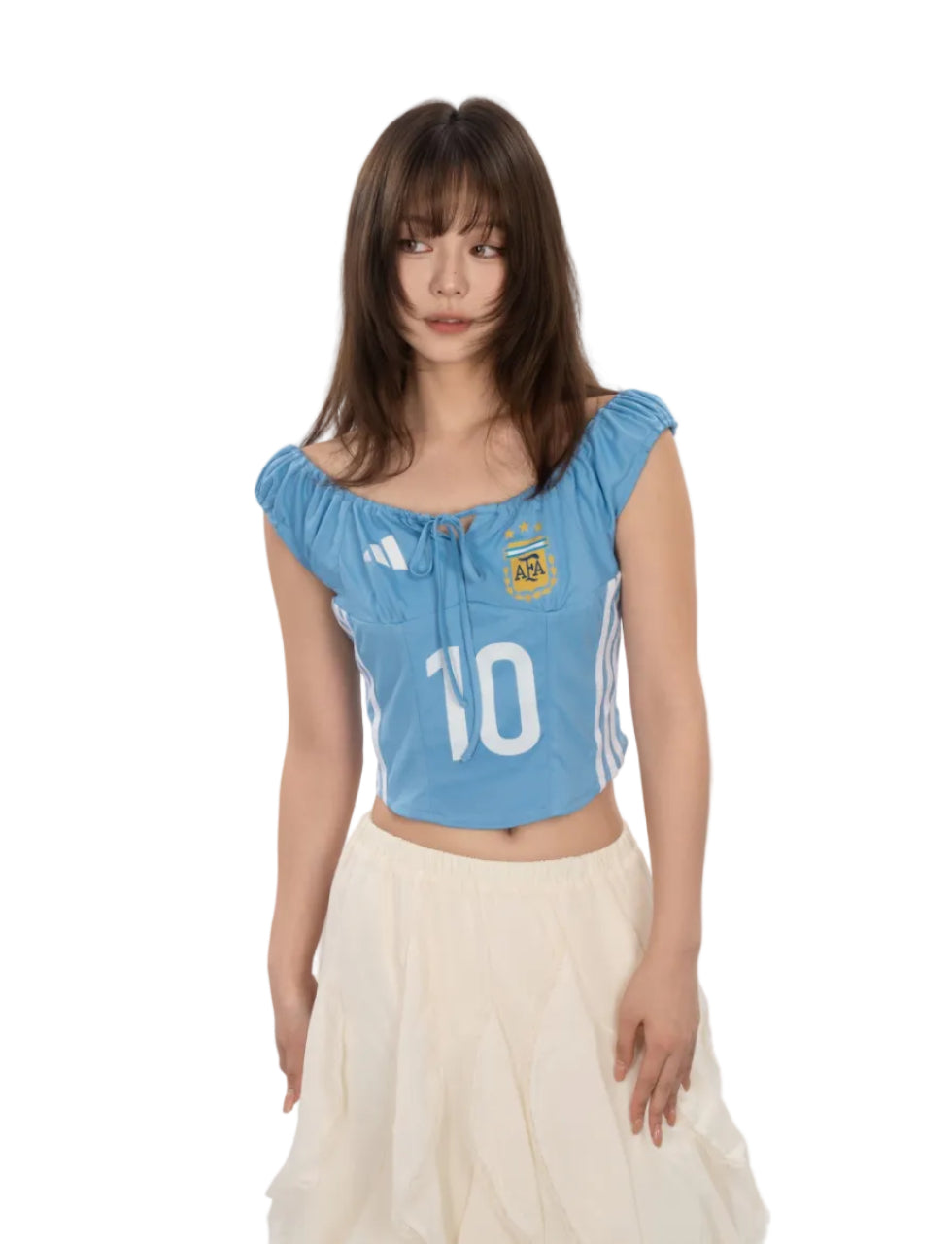 Argentina No.10 Corset Tie Front Remake Crop Top