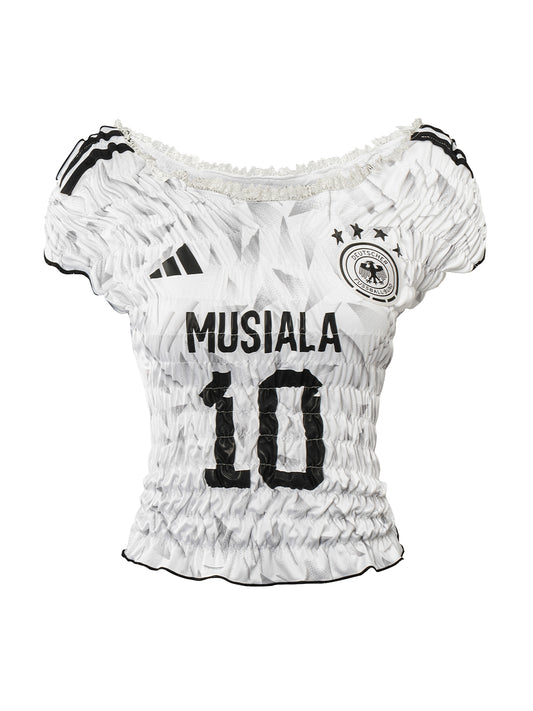 Germany Musiala No.10 Full Smocked Lace Off-Shoulder Remake Top