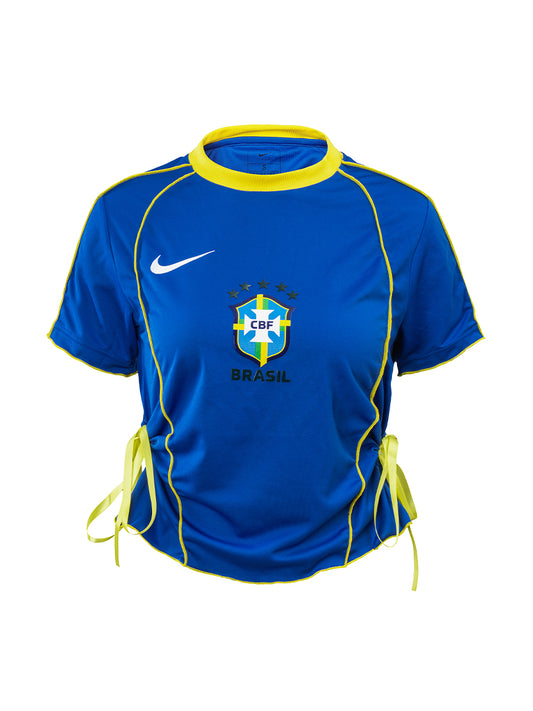 Brazil CBF Side Yellow Ribbon Drawstring Cropped Remake Top