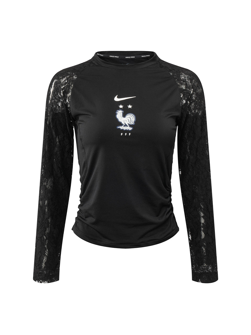 France FFF Lace Raglan Sleeve Ruched Remake Long Sleeve