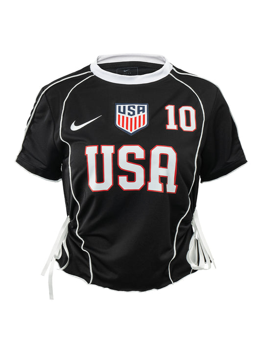 USA No.10 Side Ribbon Drawstring Cropped Remake Top