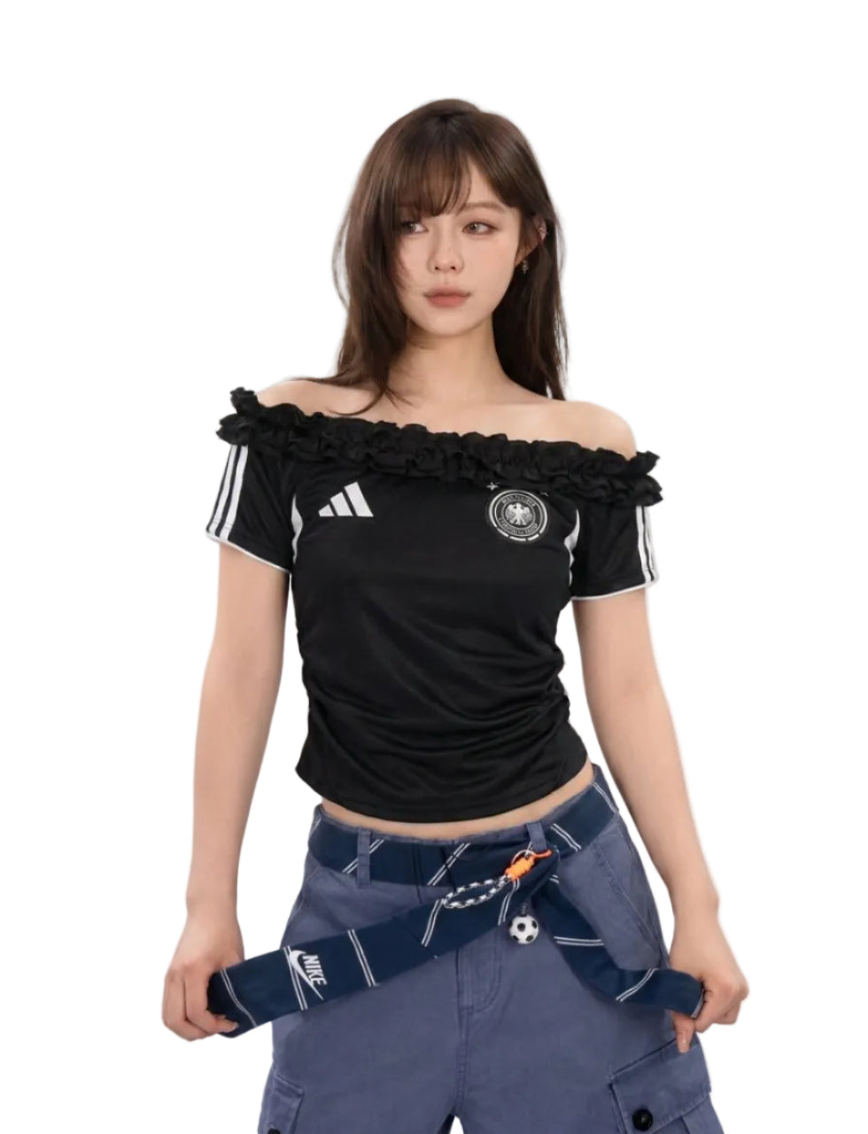 Germany DFB Ruffle Off-Shoulder Side Cinch Remake Top