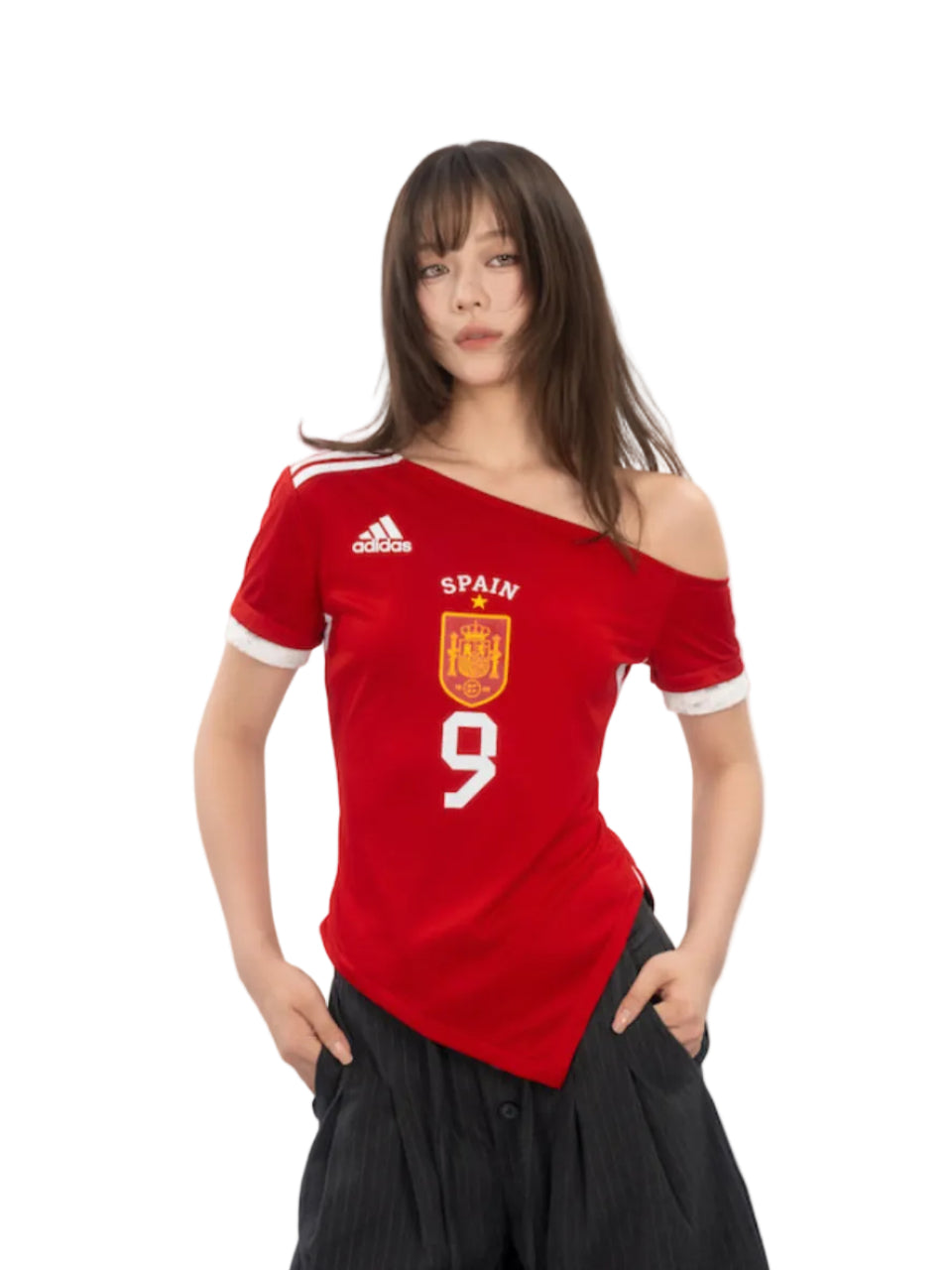 スペインNo.9アシメオフショルレースカフリメイクTOPS