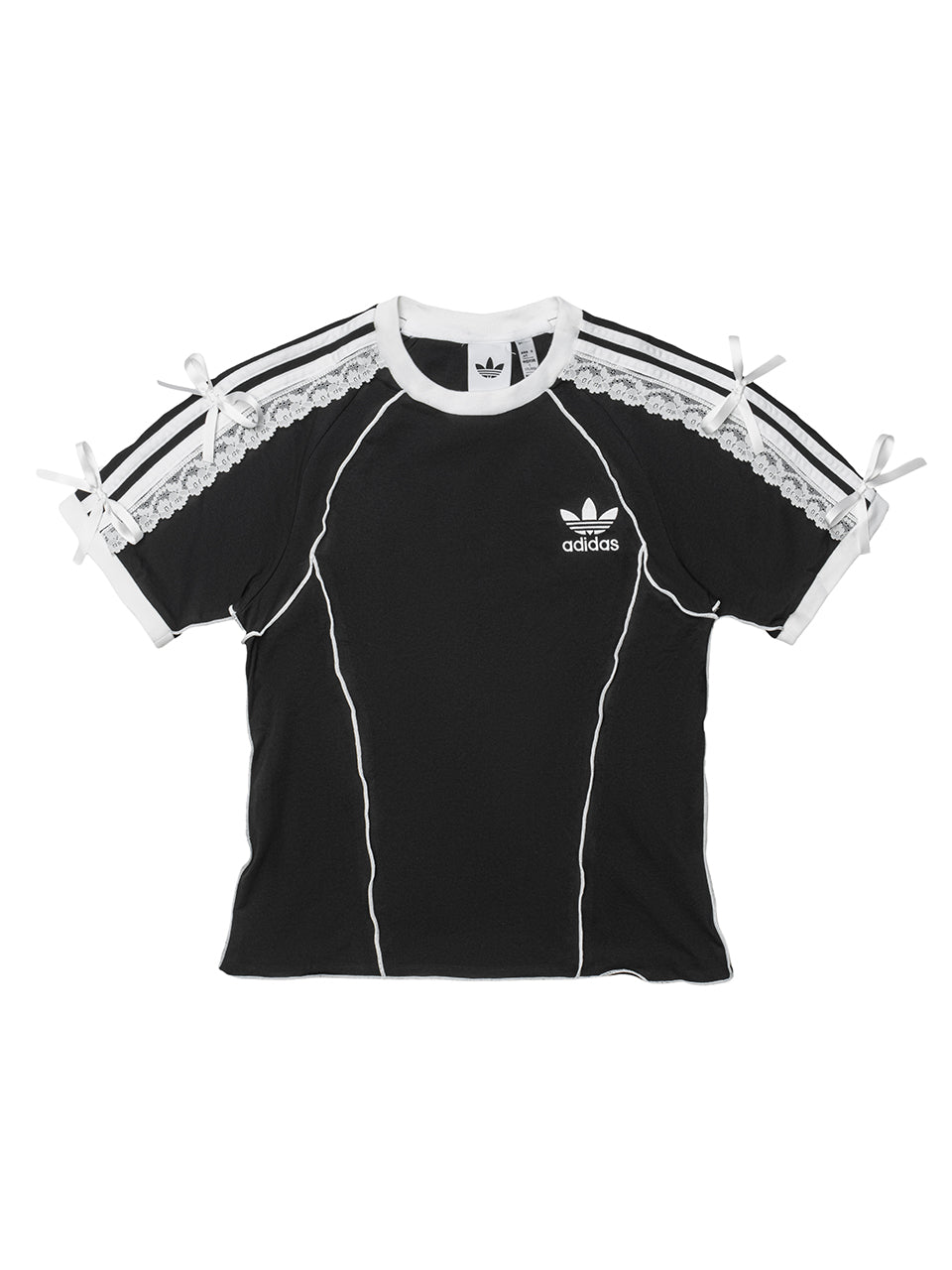Adidas Lace & Bow Accent Striped Remake Crop Top