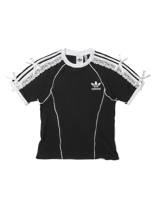 Adidas Lace & Bow Accent Striped Remake Crop Top