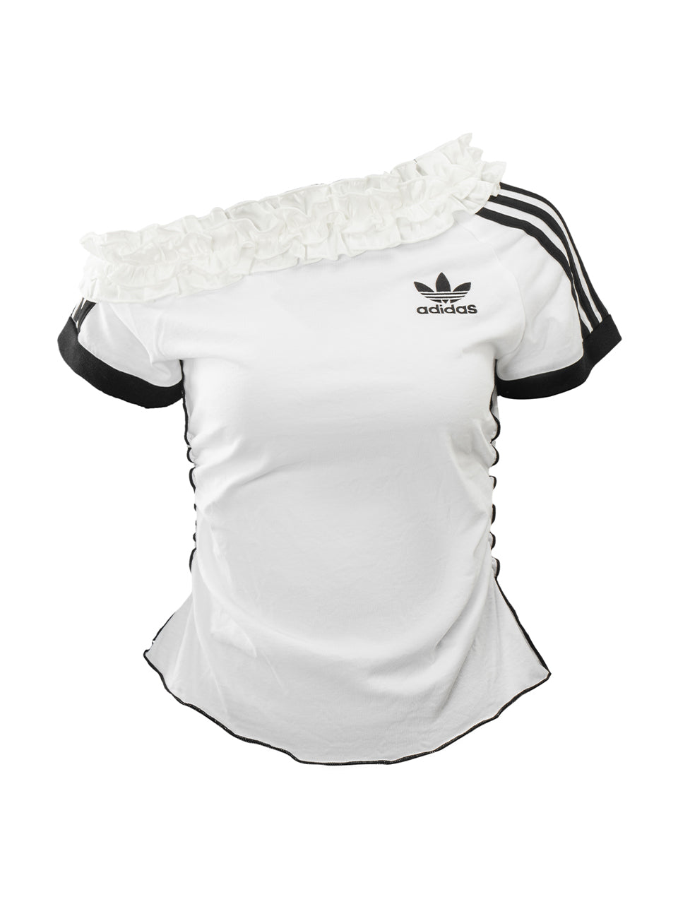 White Adidas Ruffle Off-Shoulder Ballet Remake Top