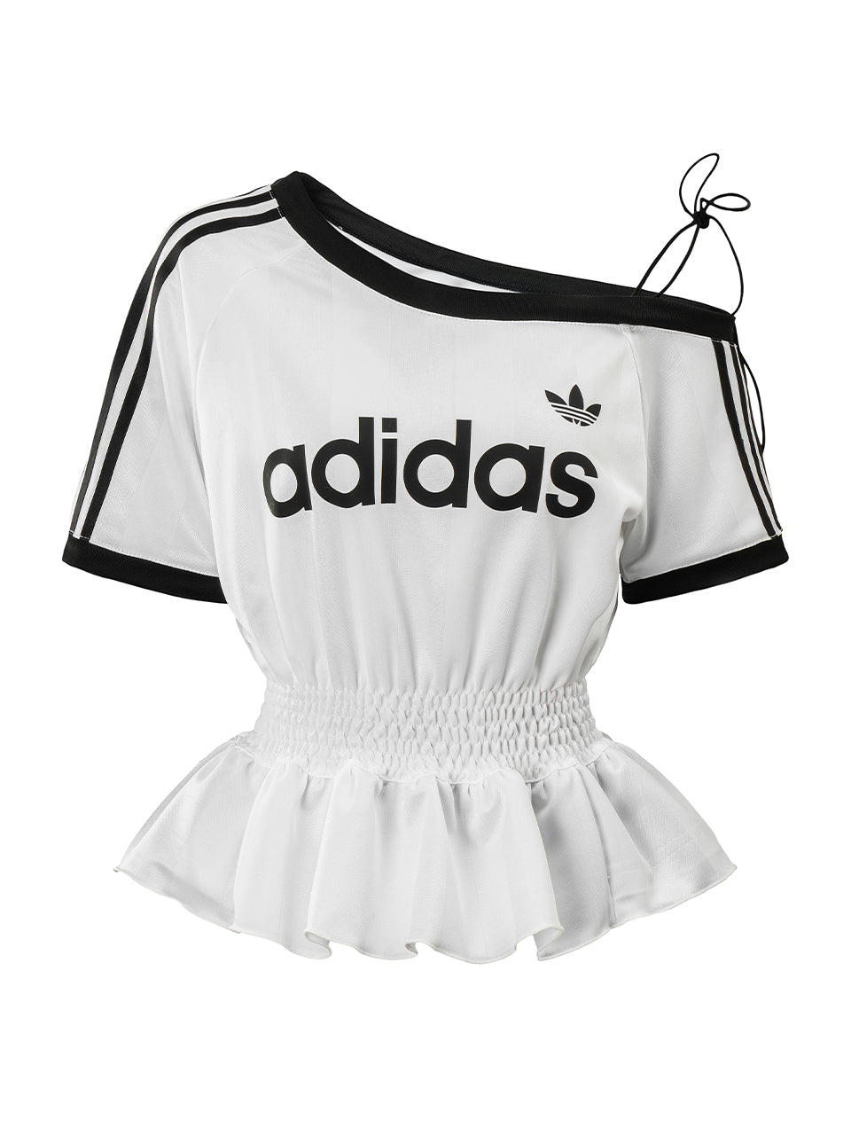 Adidas One-Shoulder Peplum Remake Jersey Top